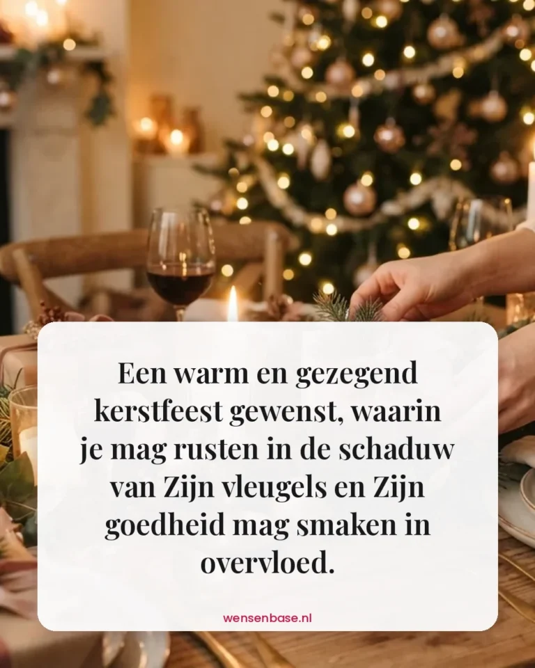 Een warm en gezegend kerstfeest gewenst, waarin je mag rusten in de schaduw van Zijn vleugels en Zijn goedheid mag smaken in overvloed.