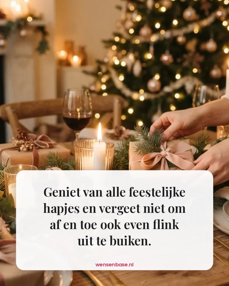 Geniet van alle feestelijke hapjes en vergeet niet om af en toe ook even flink uit te buiken.