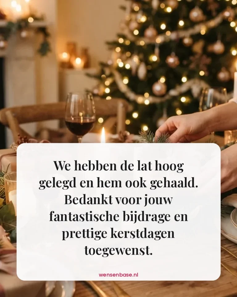 We hebben de lat hoog gelegd en hem ook gehaald. Bedankt voor jouw fantastische bijdrage en prettige kerstdagen toegewenst.