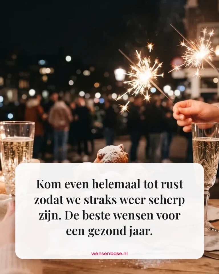 Kom even helemaal tot rust zodat we straks weer scherp zijn. De beste wensen voor een gezond jaar.