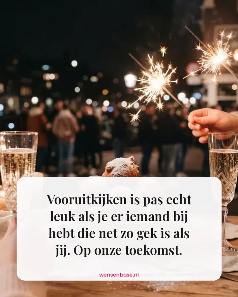 Vooruitkijken is pas echt leuk als je er iemand bij hebt die net zo gek is als jij. Op onze toekomst.