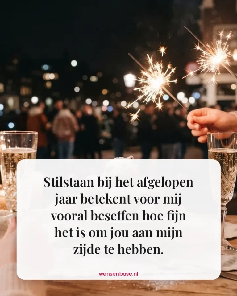 Stilstaan bij het afgelopen jaar betekent voor mij vooral beseffen hoe fijn het is om jou aan mijn zijde te hebben.
