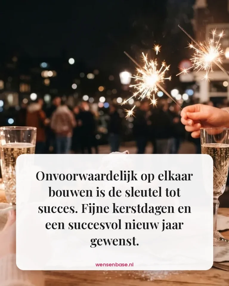 Onvoorwaardelijk op elkaar bouwen is de sleutel tot succes. Fijne kerstdagen en een succesvol nieuw jaar gewenst.